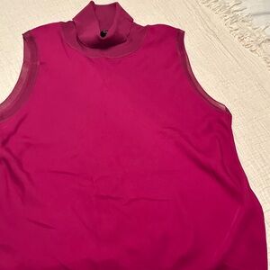 Women’s  raspberry colored Theory 100% silk sleeveless turtleneck blouse size L